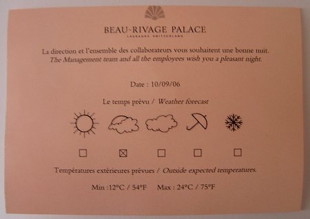 Beau Rivage Palace: Wettervorhersage