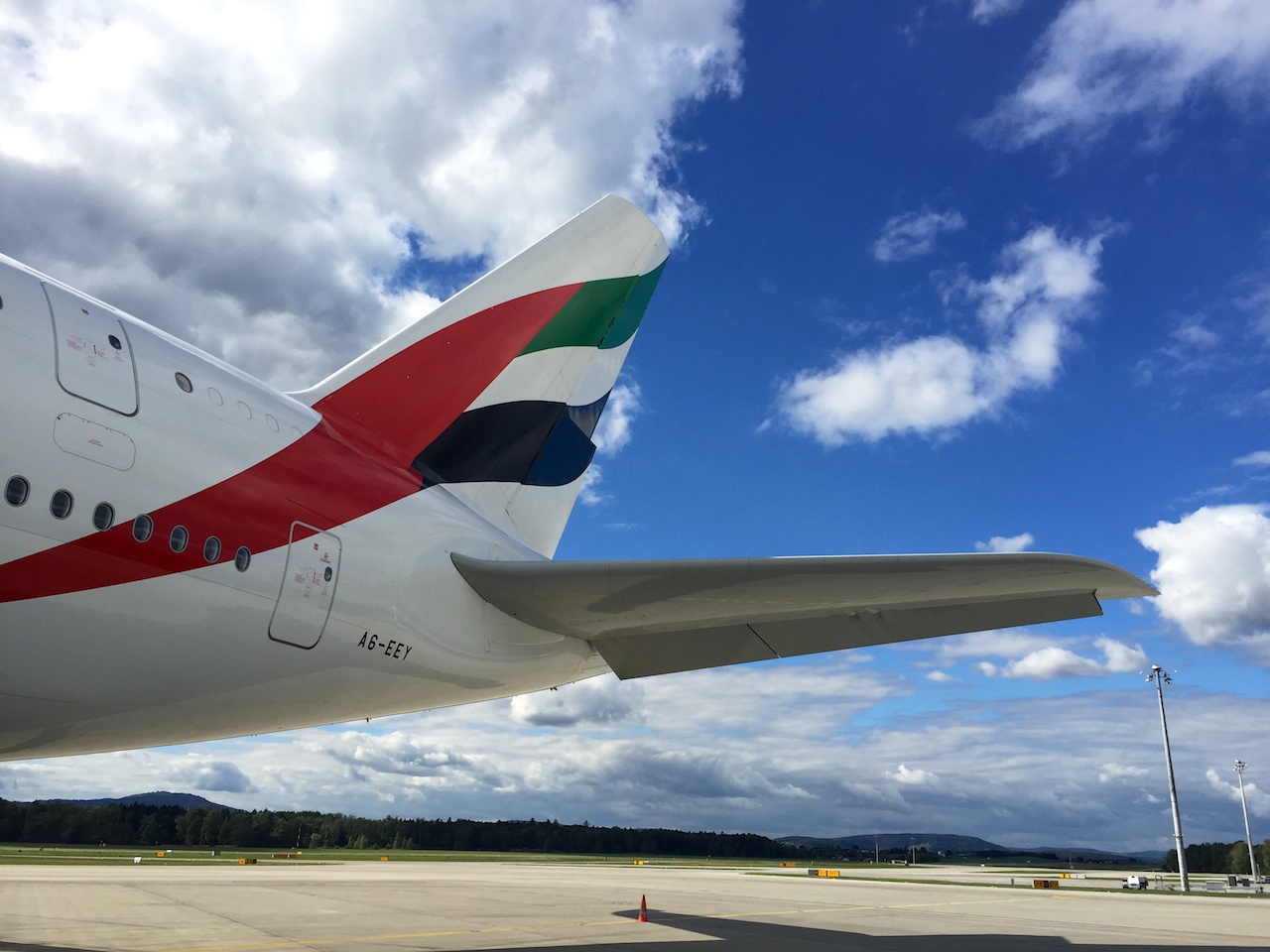 DIe Heckflosse des A380 reckt sich 24 Meter in die Höhe.