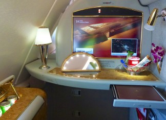 Ein Blick in die First-Class im Emirates A380